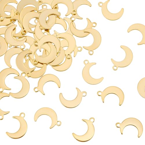 UNICRAFTALE 50pcs Mond Charms Edelstahl Anhänger Goldene Charms Für Schmuckherstellung Anhänger Für Halskette Armband Ohrringe DIY Handwerk Loch 1mm von UNICRAFTALE