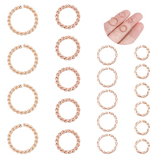 UNICRAFTALE 60 STK 4 Größen Edelstahl Biegeringe Rose Gold Offene Biegeringe Strukturierte Metall Biegeringe Offene Verbindungsringe Für Armbänder Halslose Schmuckherstellung Innendurchmesser 4~9 mm von UNICRAFTALE