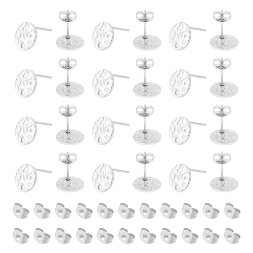 UNICRAFTALE 60 Stk DIY Ohrstecker Flache Runde Ohrstecker 10mm Strukturierte Ohrstecker Hypoallergener DIY Ohrstecker Ohrringe Zubehör Ohrring Selber Machen Für Schmuckherstellung von UNICRAFTALE