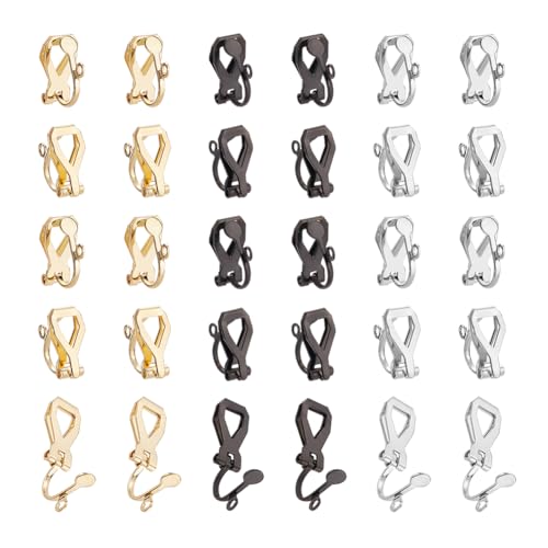 UNICRAFTALE 60 Stück 3 Farben DIY Ohrring Clips Edelstahl Clip On Ohrringe Nicht Durchbohrte Ohrring Befunde Goldene Edelstahl Farbe Clip On Ohrring Konverter Ohrring Zubehör Für DIY Ohrringe von UNICRAFTALE