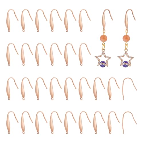 UNICRAFTALE 60 Stück 316 Ohrringhaken Aus Edelstahl 1.2 mm Ohrhaken Mit Kleinem Loch Und Schlaufen Ohrringhaken Aus Roségolddraht Schmuck Ohrring Beschläge Für Die DIY Ohrring Schmuckherstellung von UNICRAFTALE