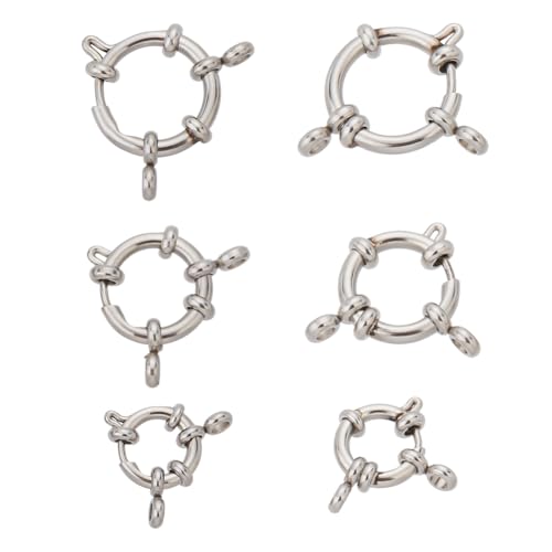 UNICRAFTALE 6pcs Edelstahl Federringverschlüsse Mit 2.5/3mm Loch 3 Größen Edelstahlfarbe Federringverschlüsse Mit Rundem Schließring Glatte Oberfläche Verschlussverbinder Charms Für DIY Craft Making von UNICRAFTALE