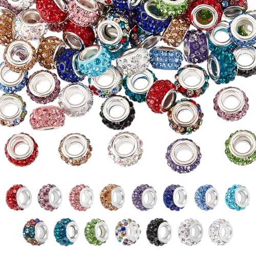 UNICRAFTALE 75 Stück 15 Farben Strass Perlen Polymer Ton Perlen Kristall Perlen Pavé Diskokugel Ton Perlen Glitzernde Diamant Ton Perlen Für Halsketten Armbänder Schmuckherstellung Party Dekoration von UNICRAFTALE