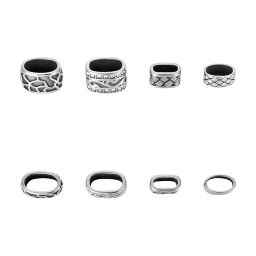 UNICRAFTALE 8 Stück 4 Stilen Metall Perlen Europäische Perlen Edelstahl Schiebeperle Schiebe Perlen Schiebe Perlens Tibetische Antik Silber Perlen Säulenperle Für Lederband Armbänder von UNICRAFTALE