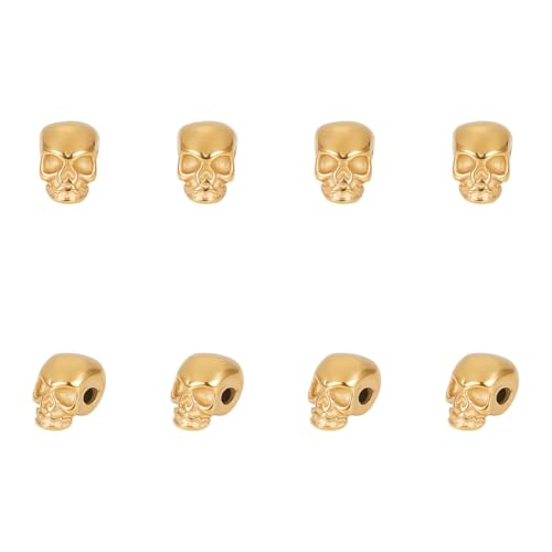 UNICRAFTALE 8 Stück Totenkopf Perlen Edelstahl Totenkopf Perlen Abstandsperlen 11mm Goldene Europäische Perlen Metallperlen Für Halloween Dekoration Für Die Halsketten Armbändern Und Schmuck von UNICRAFTALE