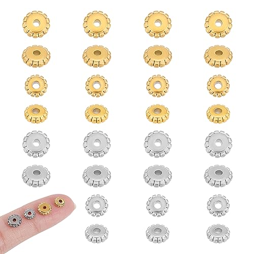 UNICRAFTALE 80 Stück 2 Farben 2 Größen 304 Edelstahl slider perlen Metall Flache Blumen Abstandskappen Halbrunde Perlenkappen Abstandsperlen Für Die Herstellung von Armbändern Und Schmuck von UNICRAFTALE