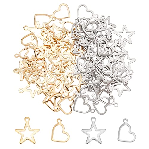 UNICRAFTALE Herz Anhänger Stern Charms 304 Edelstahl Hohl Weihnachten Stern Anhänger Herz Charms Metall Schmuckanhänger Stern Ohrringe Anhänger Halskette Charms Anhänger Für Die Schmuckherstellung von UNICRAFTALE