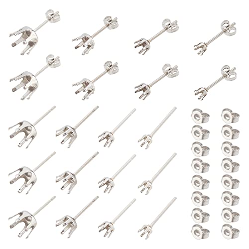 UNICRAFTALE 80 Stück 4 Größen 304 Edelstahl Ohrstecker Einstellungen Mit 316 chirurgischen Edelstahl Stiften Prong Blank Peg Post Ohrstecker Ergebnisse Für Die Herstellung von Ohrringen von UNICRAFTALE