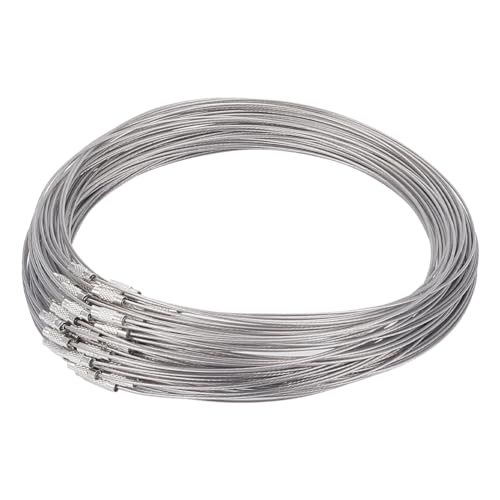 UNICRAFTALE 80Stk. 44.45cm Darkgray Drahtkette Edelstahl Draht Halskette Choker Halskette Mit Messing Schraubverschluss Draht Draht Halskette Cord DIY Schmuckherstellung, 14.5 mm Durchmesser von UNICRAFTALE