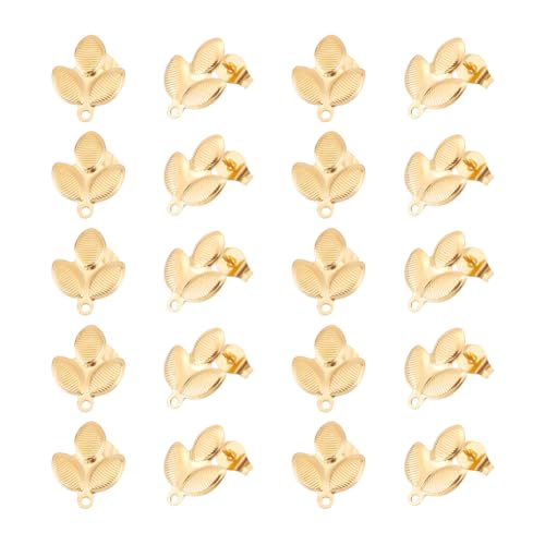 UNICRAFTALE Blatt-Ohrringe, 304 Edelstahl, Ohrstecker mit Schlaufe und Ohrmuttern, Blattgold mit Ohrring-Verschlüssen, goldene Ohrstecker für Schmuckherstellung, 20 Stück UNICRAFTALE Blatt-Ohrringe, 304 Edelstahl, Ohrstecker mit Schlaufe und Ohrmuttern, Blattgold mit Ohrring-Verschlüssen, goldene Ohrstecker für Schmuckherstellung, 20 Stück von UNICRAFTALE