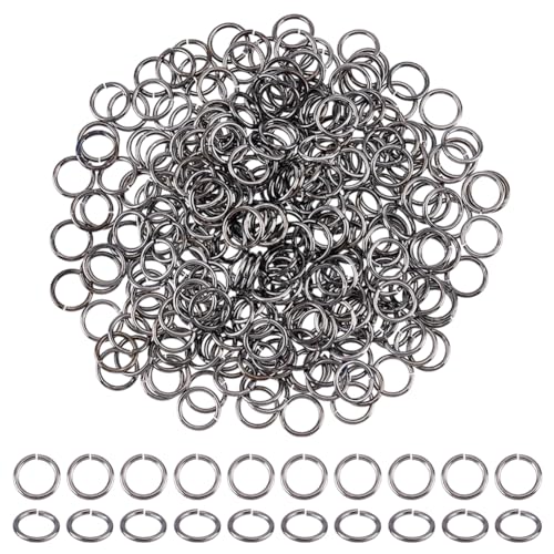 UNICRAFTALE Ca. 300 Stück Messing offene Biegeringe Gunmetal Biegeringe 10 mm runde Ringe Metallverbinder Ringe für Schmuckherstellung und Ohrringe, Armband, Anhänger, Schlüsselanhänger-Zubehör von UNICRAFTALE