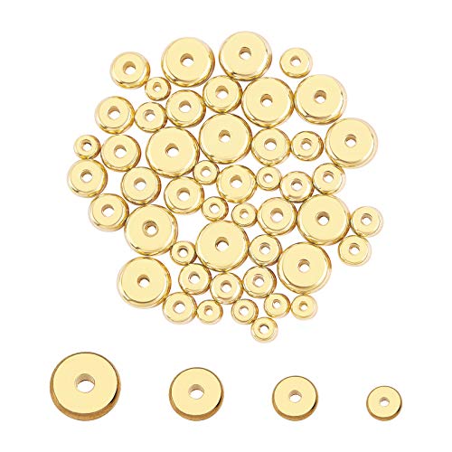 UNICRAFTALE Ca. 48 Stück 4/5/6/8mm Golden Flat Round Abstandsperlen Edelstahl Perlen 1.2~1.8m Loch Metall Distanzperlen Für DIY Armbänder Halsketten Schmuckherstellung von UNICRAFTALE