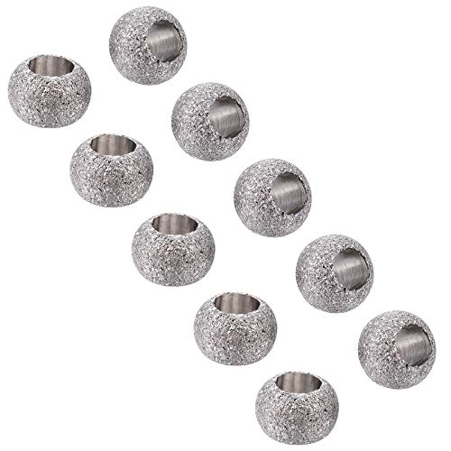 UNICRAFTALE Ca. 50 Stück 2mm Loch Strukturierte Runde Perlen Edelstahlperlen Metallperlen Lose Perle 4mm Distanzperlen Suche Für DIY Armband Halskette Schmuckherstellung von UNICRAFTALE