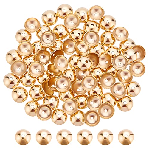 UNICRAFTALE Ca. 80 Stück Apetalous Spacer Perlenkappen Edelstahl Perlenkappe Spacer Golden Endkappen Schmuckherstellung Perlenkappen Für Armband Halskette Schmuckherstellung 6mm Durchmesser von UNICRAFTALE