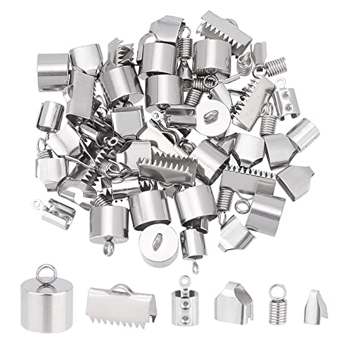 UNICRAFTALE DIY Kordelenden Kit 304 Edelstahl Kordelenden Band Crimp Enden Metall Endkappen Gemischte Form Schmuckverschluss Lederband Endkappen Schmuckherstellung Mithelfer von UNICRAFTALE