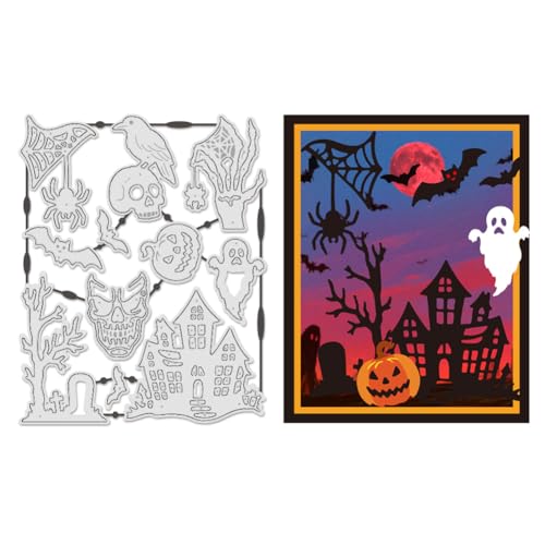 UNICRAFTALE Halloween-Skelett-Stanzformen für Papierkartenherstellung, Prägung, Metall, Halloween-Haus, Stanzschablone, Schablone für DIY, Basteln, Scrapbooking, Fotorahmen, Album UNICRAFTALE Halloween-Skelett-Stanzformen für Papierkartenherstellung, Prägung, Metall, Halloween-Haus, Stanzschablone, Schablone für DIY, Basteln, Scrapbooking, Fotorahmen, Album von UNICRAFTALE