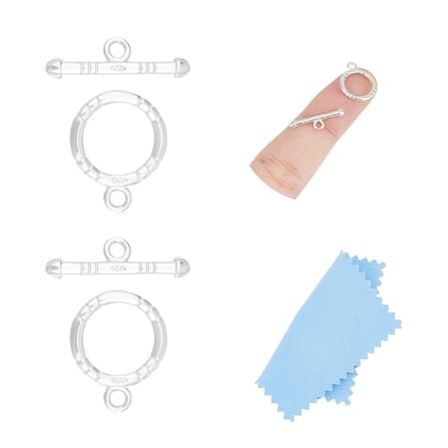 UNICRAFTALE Knebelverschlüsse aus 925er-Sterlingsilber, runde Ring-Knebelverschlüsse für Armbänder, T-Stangen-Verschluss, OT-Endverschlüsse, Biegeringe für Schmuckherstellung, 17 x 5 mm, 2 Stück UNICRAFTALE Knebelverschlüsse aus 925er-Sterlingsilber, runde Ring-Knebelverschlüsse für Armbänder, T-Stangen-Verschluss, OT-Endverschlüsse, Biegeringe für Schmuckherstellung, 17 x 5 mm, 2 Stück von UNICRAFTALE