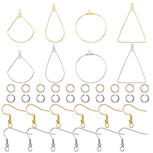 UNICRAFTALE Ohrring DIY Kit 24 Stück Perlen Creolen Ohrring Edelstahl Draht Anhänger Und 60 Stück Offene Biegeringe 60 Stück Ohrring Haken Für Die Herstellung von Ohrringen Und Schmuck von UNICRAFTALE