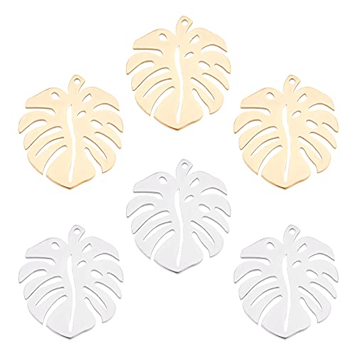 UNICRAFTALE Über 12pcs 2 Farben Monstera Blatt Charms Edelstahl Anhänger Goldene Edelstahl Farbe Hypoallergen Charms Für DIY Schmuckherstellung von UNICRAFTALE