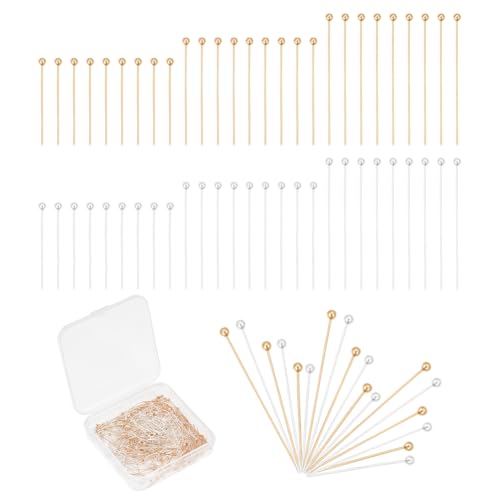 UNICRAFTALE Über 300pcs 20/25/30mm Kugelkopfstifte Goldene Kopfstifte 2mm Klein Metall Schmuckstifte Kettelstifte Schmuck Zubehör Kugelkopf Pins Silber Eye Pins Messing Für Schmuckherstellung von UNICRAFTALE