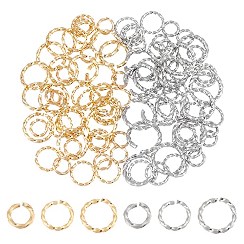 UNICRAFTALE Ungefähr 90 Stück 3 Größe Edelstahl Biegeringe Offene Biegeringe Verdrehte Offene Biegeringe Innendurchmesser 4~8 mm Für Armband Halsketten Schmuckherstellung Goldene Edelstahlfarbe von UNICRAFTALE