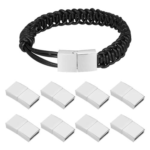 Unicraft 10 Sets Rechteckige Edelstahl-Schraubverschlüsse Schnalle Lederverschluss Endkappen mit Verriegelungsmechanismus für Armband Uhr Schmuckherstellung 22 x 11 x 5 mm Loch 3 x 10 mm von UNICRAFTALE