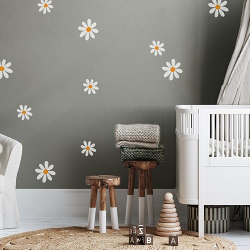 Unik Nordic Wandsticker Daisy Gänseblümchen Motiv C, M - 43 x 50 cm, Aufkleber für die Wand, Wandtattoo rückstandslos entfernbar, Wanddekoration für Kinderzimmer und Babyzimmer, Wandaufkleber Blumen von UNIK Nordic