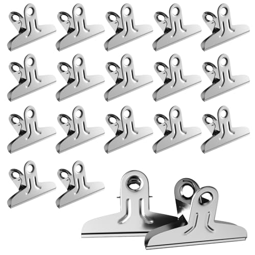 18 Stück Klammern Metall, 70mm Papierklammern Große Metall Clips Bulldogge Büroklammern Metallscharnierclip Dateiklemmen für Lebensmittelbeutel, Zeichnungen, Hause Küche und Büro(Silber) von UNINGYI