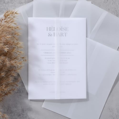 UNIQOOO Pergamentumhüllen für 12,7 x 17,8 cm Einladungen, elegantes, vorgefaltetes Pergamentpapier, 115 g/m², mattierter Pergamentumumschlag, 70 Stück UNIQOOO Pergamentumhüllen für 12,7 x 17,8 cm Einladungen, elegantes, vorgefaltetes Pergamentpapier, 115 g/m², mattierter Pergamentumumschlag, 70 Stück von UNIQOOO