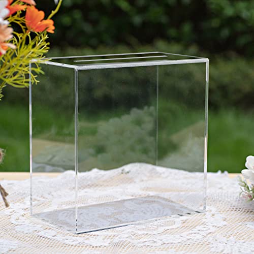 UNIQOOO Transparente Acryl-Kartenbox mit Schlitz, dicke DIY-Hochzeitsbox, blanko, kein Druck, groß, 25.4x25.4x14 cm, für Empfangsdekoration, Spendenaktion, Wahlwahl, Andenken, Partygeschenk von UNIQOOO