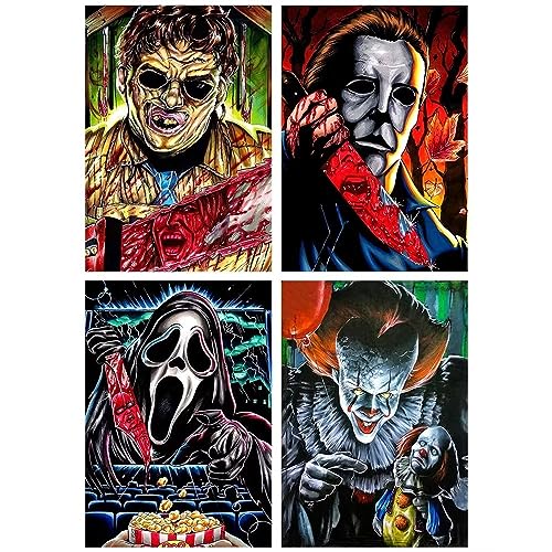 UNIQUORS Diamond Painting Bilder Erwachsene 4 Pack Clown, Halloween Horror Diamant Painting Michael Myers, Full Drill 5D Diamant Malerei Ghostface, Home Wall Decoration（30 x 40cm） von UNIQUORS