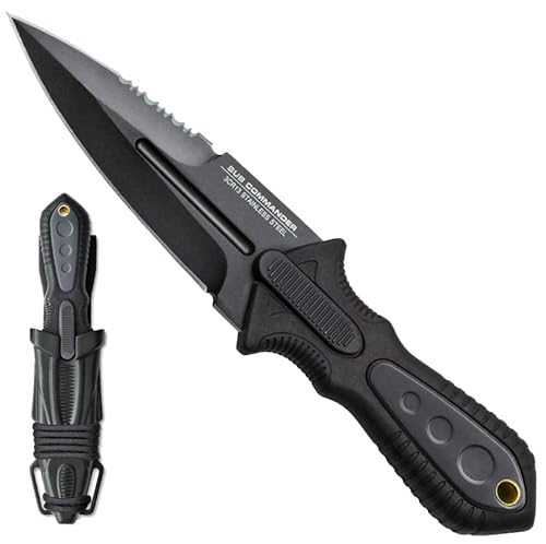 Combat Sub Commander Next Generation Stiefelmesser - Double Edge Blade 3Cr13 Edelstahl Stiefel Messer, Anti-Rutsch-Griff, Stiefel & Jacke Verdeckbares Messer, Outdoor- & Survival Ausrüstung von UNITED CUTLERY