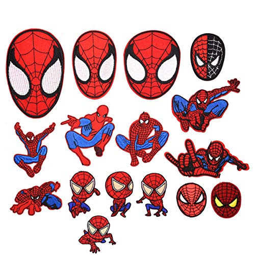 Aufnäher Spiderman, 14 Stück, für Jeans, Jacken, Kleidung, Handtaschen, Schuhe, Mützen, für Kinder und Erwachsene von UNKNOW