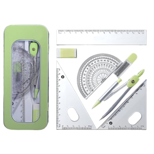7-teiliges Geometrie-Werkzeug-Set für Schüler, inklusive Metall-Geometrie-Werkzeug-Set, quadratischer Radiergummi, Winkelmesser, Aufbewahrungskoffer, Mathematikbedarf 7-teiliges Geometrie-Werkzeug-Set für Schüler, inklusive Metall-Geometrie-Werkzeug-Set, quadratischer Radiergummi, Winkelmesser, Aufbewahrungskoffer, Mathematikbedarf von UNTERING