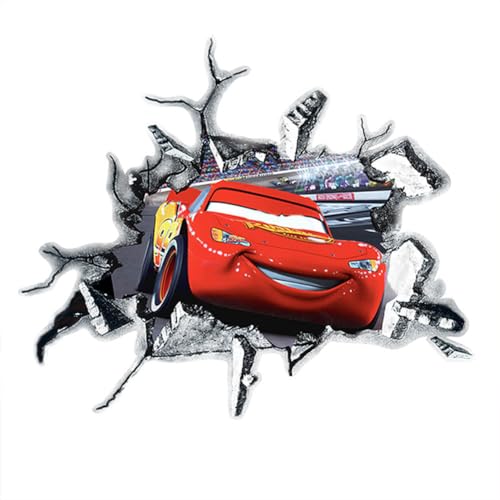 UNbit Wandtattoo Cars 3D Aufkleber Cars Wandtattoo Cars Wandaufkleber für Junge Teenager Kinderzimmer Schlafzimmer Wandsticker Deko Geschenk von UNbit