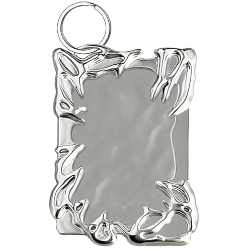 Galvanisieren Kunststoffe,Sliver Irregular Frame Photocard Holder Keychain,Creative Idol Fotokartenhalter Rahmen,Kartenhalter Bilderrahmen,Tisch-Fotohalter Y2K Ausweishülle Kartenhalter 7,6 cm Karte von UOCAI