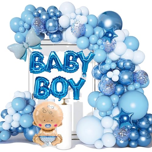 Blau Weiß Ballonbogen Kit, Blau Weiß Luftballons Girlande Kit Metallic Blau Gold Ballon Dekoration mit Stern Ballons für Geburtstag Baby Shower Boho Hochzeit Party Dekorationen von UOMYLEIR