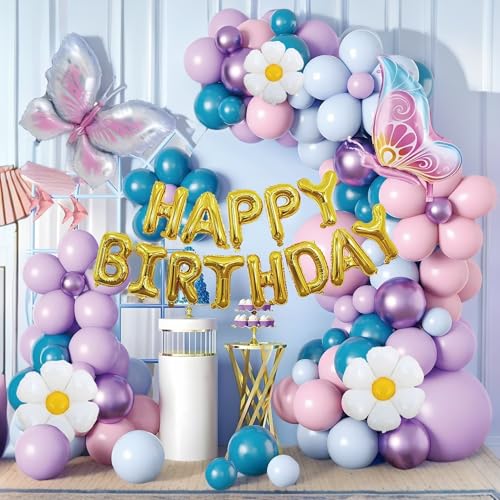 Rosa Lila Ballon Bogen Kit, Luftballons Girlande Kit Metallic Dekoration mit Schmetterling Ballons für Geburtstag Baby Shower Boho Hochzeit Party Dekorationen von UOMYLEIR