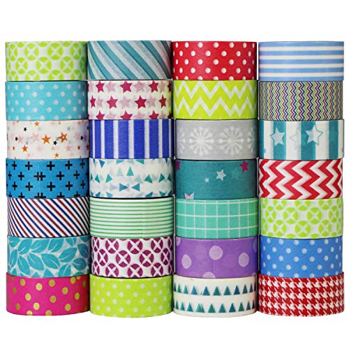 UOOOM 10 Rollen Washi Tape Set Mustern in zufällig, Aufkleber Deko Papier Klebeband DIY Scrapbooking, 15 MM breit, 5 M/Rolle (10 x Patterns) von UOOOM