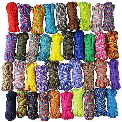 20er Paracord Set Seile Schnüre DIY Handgemachte Webart für Armband Schlüsselanhänger Anhänger Hundehalsband Kameragurt Zeltseil (Colorful x 20 pcs) von UOOOM