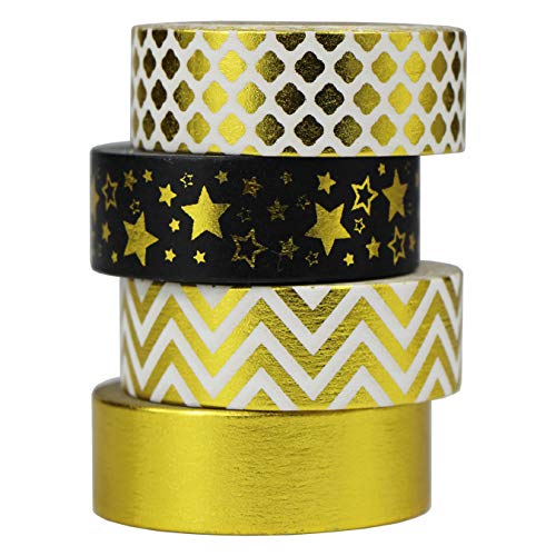 UOOOM 4er Washi Tape Set Gold Dekorative Papier Klebeband Abdeckband für DIY Craft Scrapbooking Geschenkpapier Länge je Rolle 10m von UOOOM