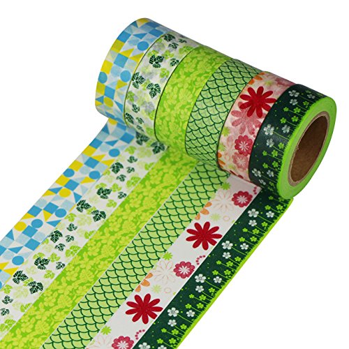 UOOOM 6 Rolls Beautiful Washi Tape Masking Tape deko klebeband buntes Klebebänder DIY scrapbooking deko (Pattern-1) von UOOOM