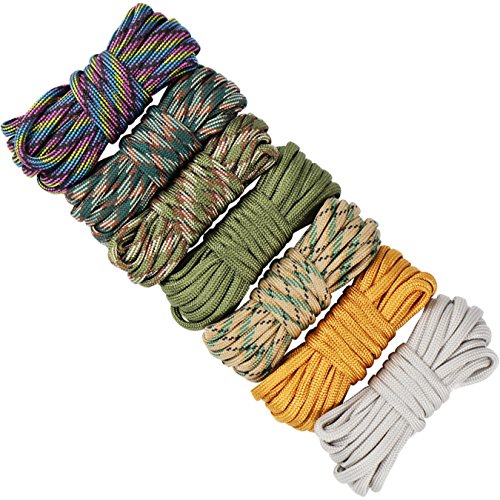 7er Paracord Set Seile Schnüre DIY Handgemachte Webart für Armband Schlüsselanhänger Anhänger (Colorful x 7 pcs) von UOOOM