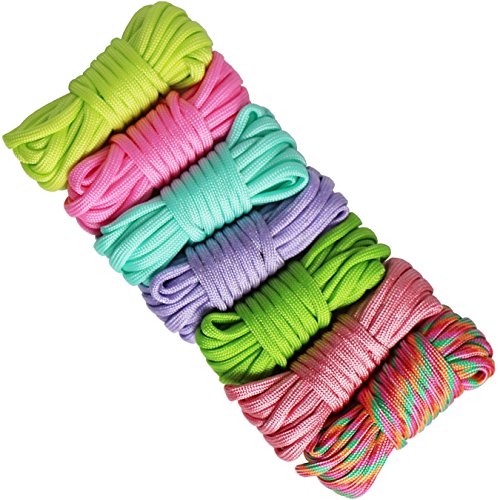 UOOOM 7er Paracord Set Seile Schnüre DIY Handgemachte Webart für Armband Schlüsselanhänger Anhänger (Colorful x 7 pcs) von UOOOM