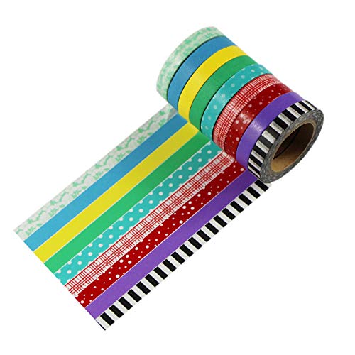 UOOOM 9 Rolls Beautiful Washi Tape Masking Tape deko klebeband buntes Klebebänder DIY scrapbook deko (pattern-1) von UOOOM