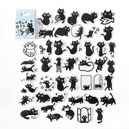 45 Stück Kawaii Kleine Schwarze Katze Dekorative Boxed Aufkleber Scrapbooking Label Tagebuch Briefpapier Album-A von UPCOT