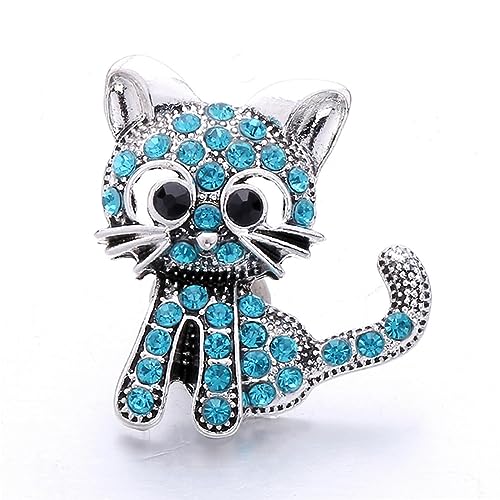 5 Stück/Los Hellblauer Kristall Schmetterling Katze Druckknöpfe DIY Ingwer Charms Fit 18mm Druckknopf Armreif-KB736-LBL von UPCOT