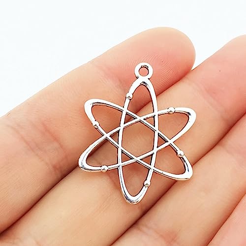 UPCOT 10 Stück 33x26mm Antikes Silber Zinklegierung Geometrie Charms Atom Chemie Anhänger für die Herstellung von DIY Handmade Craft-Standard von UPCOT