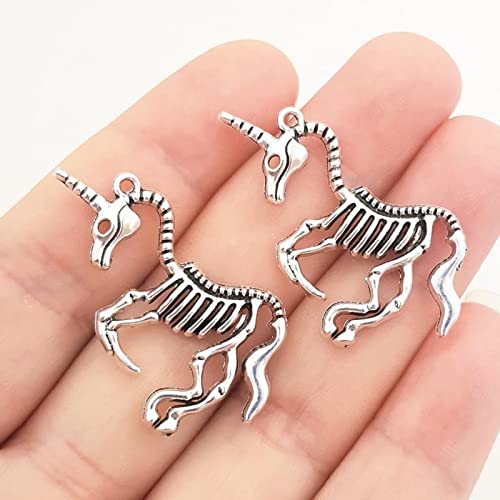 UPCOT 10 Stück 40 * 28mm Antik Silber Farbe Punk Skelett Einhorn Pferd Charms Anhänger Passform Herstellung DIY-Standard von UPCOT