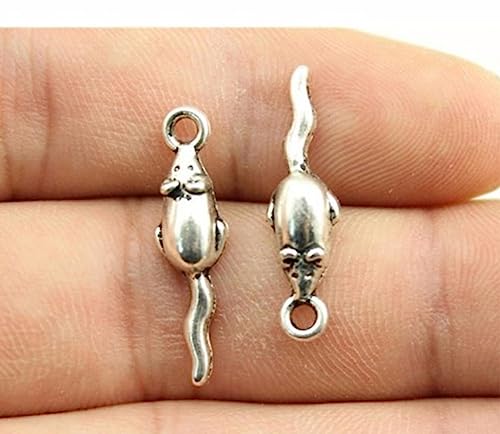 UPCOT 30 Stück 24x6mm Antik Versilberte Maus Charms Tiere Anhänger Für DIY Schlüsselanhänger Zubehör herstellen - Standard von UPCOT